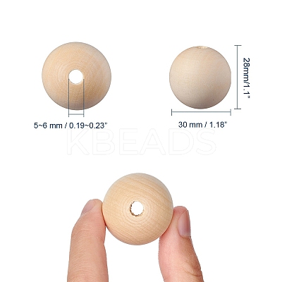 Unfinished Wood Beads WOOD-S651-30mm-LF-1