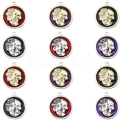12Pcs 6 Colors Alloy Enamel Pendants FIND-FS0003-81-1