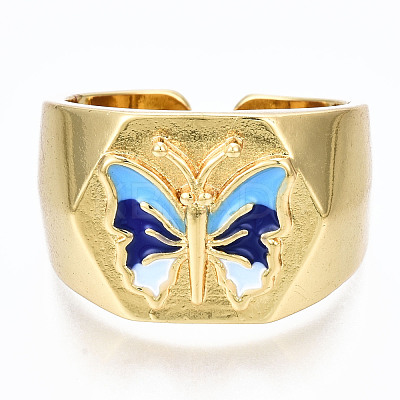 (Jewelry Parties Factory Sale)Brass Enamel Cuff Rings RJEW-S045-074-NR-1