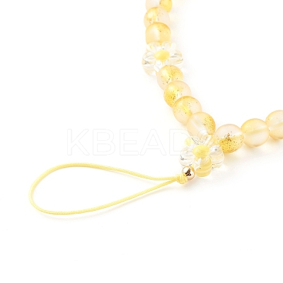 Frosted Round Spray Painted Glass Beaded Mobile Straps HJEW-JM00467-04-1