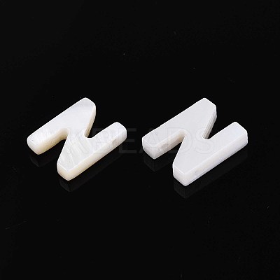 Natural Freshwater Shell Letter Charms BSHE-ZX007-02N-1