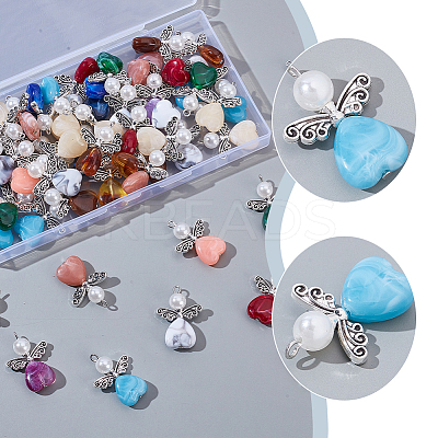 60Pcs Two Tone Acrylic Charms PALLOY-AR00040-1
