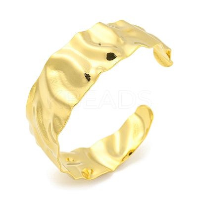 Ion Plating(IP) 304 Stainless Steel Textured Open Cuff Bangles for Women STAS-M001-15G-1