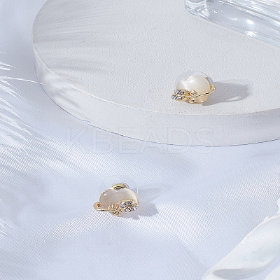 1Pair Heart with Tulip Alloy Micro Pave Clear Cubic Zirconia Stud Earrings EJEW-LP0003-46-1