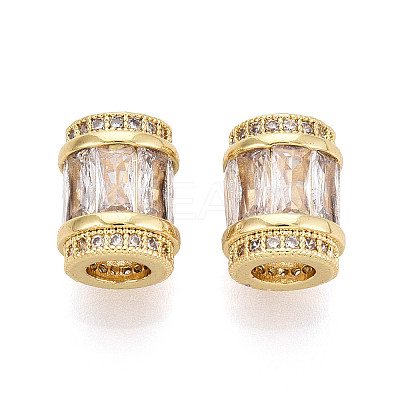 Brass Micro Pave Cubic Zirconia Beads KK-P237-02G-1