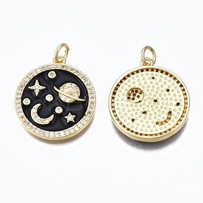 Brass Micro Pave Clear Cubic Zirconia Pendants ZIRC-N039-134-NF-1