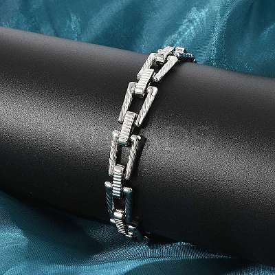 304 Stainless Steel Trapezoid Link Chain Bracelets for Women Men BJEW-F488-68P-1