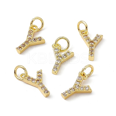Real 18K Gold Plated Brass Micro Pave Clear Cubic Zirconia Charms KK-E068-VB452-Y-1