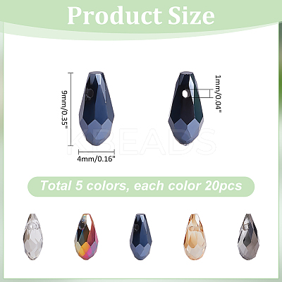 100pcs 5 colors Electroplate Glass Beads EGLA-PH0001-49-1