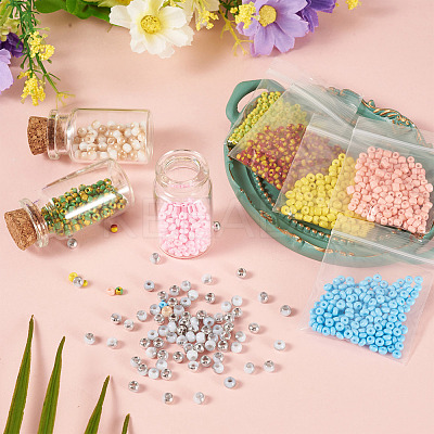 45G 9 Colors Two Tone Opaque Colours Glass Seed Beads SEED-TA0001-22-1