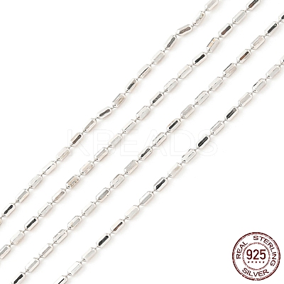 Anti-Tarnish Rhodium Plated 925 Sterling Silver Oval Ball Chains STER-F052-02P-1