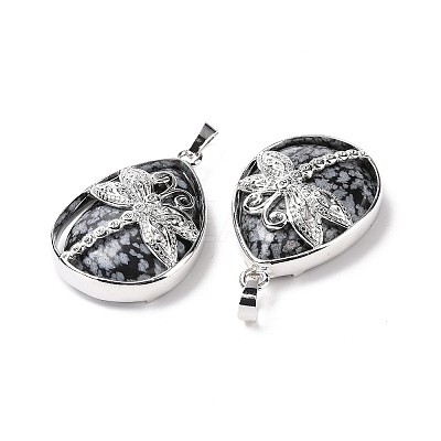 Natural Snowflake Obsidian Pendants X-G-G900-01P-13-1