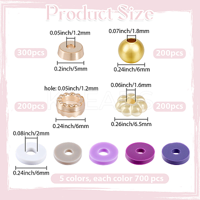 3500Pcs 5 Colors Handmade Polymer Clay Beads CLAY-PA0001-25A-1
