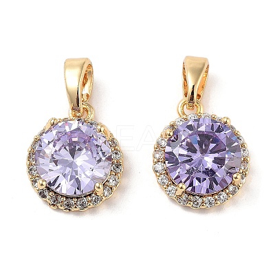Brass Micro Pave Cubic Zirconia Charms KK-B102-06G-1