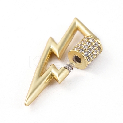 Lightning Brass Micro Pave Cubic Zirconia Screw Carabiner Lock Charms ZIRC-G160-61G-1