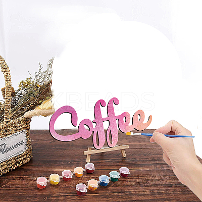 Word Coffee Laser Cut Unfinished Basswood Wall Decoration WOOD-WH0113-100-1