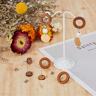 40Pcs 2 Style Walnut Wood Stud Earring Findings DIY-DC0001-70-1