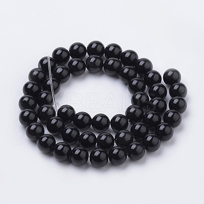 Natural Black Onyx Beads Strands G-S259-19-10mm-1