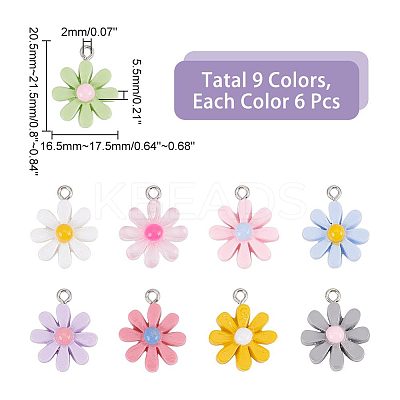 54Pcs 9 Styles Opaque & Transparent Resin Pendants RESI-AR0001-38-1