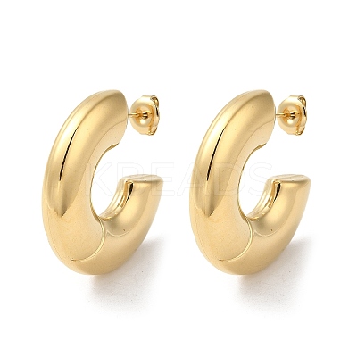 Donut 304 Stainless Steel Stud Earrings EJEW-Z026-15G-1