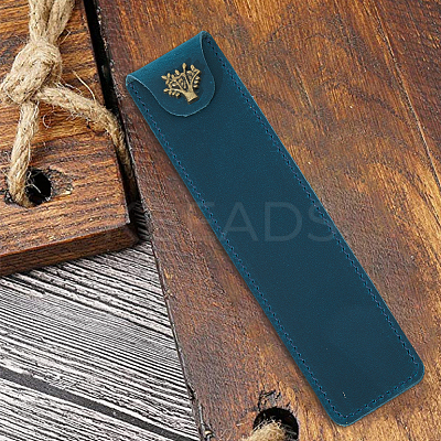 Crazy Horsehide Pen Sleeve Pouch AJEW-WH0314-16A-1