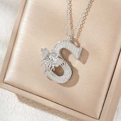 Brass Micro Pave Clear Cubic Zirconia Pendant Necklaces FS-WG7BC7F-12-1