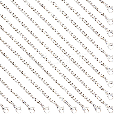 12Pcs 201 Stainless Steel Box Chain Necklaces Set NJEW-SC0001-16-1