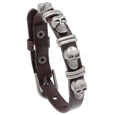 Alloy Skull Rivets Bracelet BJEW-C037-03B-1