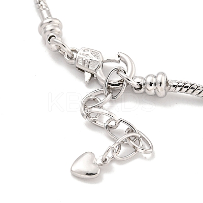 3MM Brass European Style Round Snake Chain Bracelets for Jewelry Making BJEW-G703-04P-1