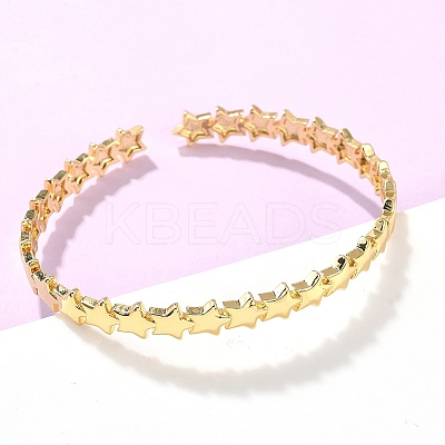 Star Brass Cuff Bangles for Women BJEW-C144-01A-G-1