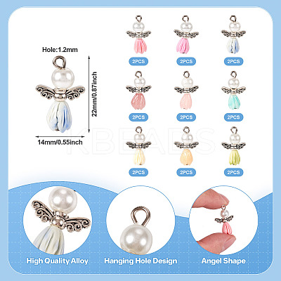 18Pcs 9 Colors Resin & Glass Pearl Angel Pendants FIND-TA0004-23-1