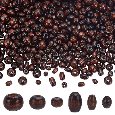 600Pcs 6 Styles Dyed Natural Wood Beads WOOD-WR0001-19-1