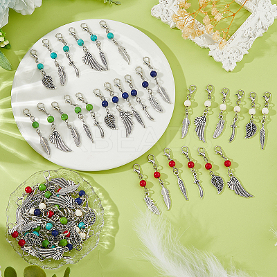 60Pcs Alloy & Synthetic Turquoise Locking Stitch Markers HJEW-DC00087-1