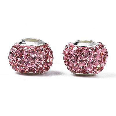 Handmade Polymer Clay Rhinestone European Beads RB-N053-001-01-1