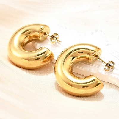 Ion Plating(IP) 316 Surgical Stainless Steel Stud Earrings for Women EJEW-C053-02G-1