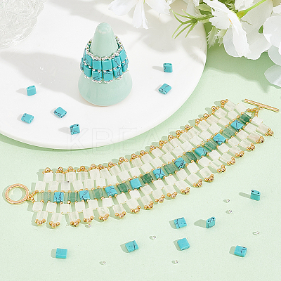 1 Strand Rectangle Synthetic Turquoise Beads Strands G-NB0005-57-1