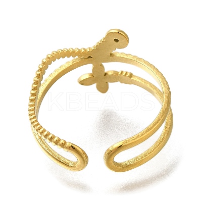 Ion Plating(IP) 304 Stainless Steel Cuff Rings for Women RJEW-U017-03G-1