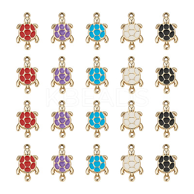 40Pcs 5 Colors Zinc Alloy Enamel Connector Charms ENAM-YS0001-08-1