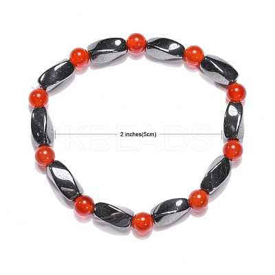 Round Natural Carnelian Stretch Bracelets X-BJEW-G072-13-1