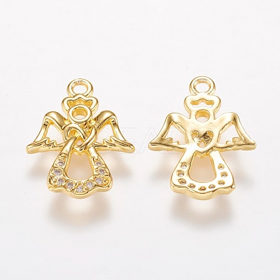 Brass Micro Pave Cubic Zirconia Charms KK-I613-09G-1