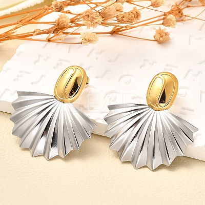 304 Stainless Steel Two Tone Stud Earrings EJEW-F355-04GP-05-1