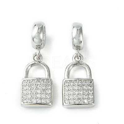 Rack Plating Brass Micro Pave Cubic Zirconia European Dangle Charms KK-K330-47P-1