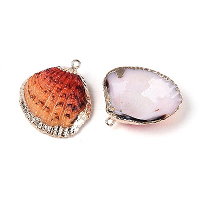 Spray Paint & Electroplate Natural Sea Shell Pendants SSHEL-N042-16E-1
