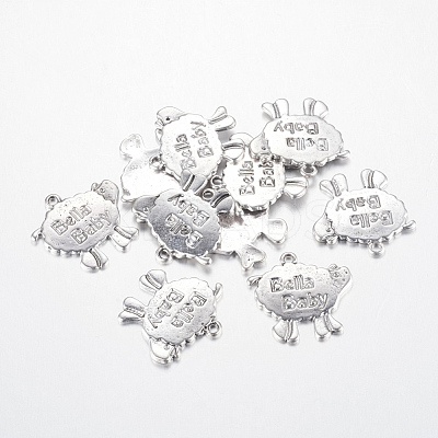 Tibetan Style Alloy Sheep Antique Silver Tone Metal Message Pendants X-LF10462Y-NF-1