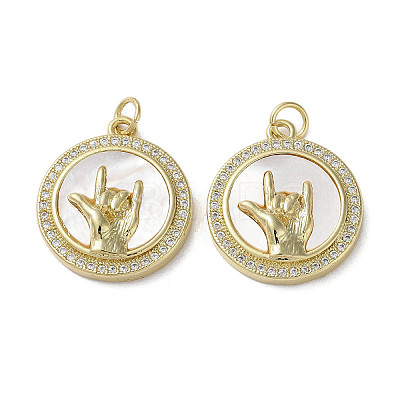 Gesture Theme Brass Micro Pave Cubic Zirconia Pendants KK-G485-18D-G-1