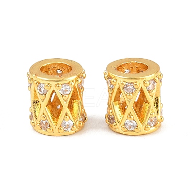 Brass Micro Pave Clear Cubic Zirconia European Beads CU-CBA6A75-24G-1