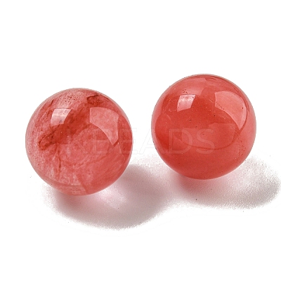 Cherry Quartz Glass Round Ball Figurines Statues for Home Office Desktop Decoration G-P532-02A-08-1