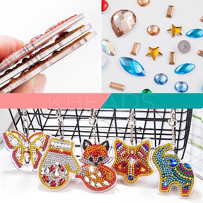 Acrylic Diamond Painting Hamsa Hand Pendant Keychain Kits PW-WG42451-01-1
