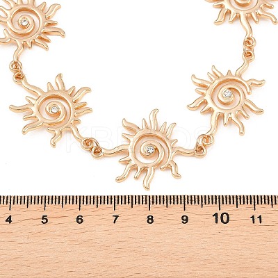 Alloy Crystal Rhinestone Sun Link Chain Necklaces for Women NJEW-P345-01G-1