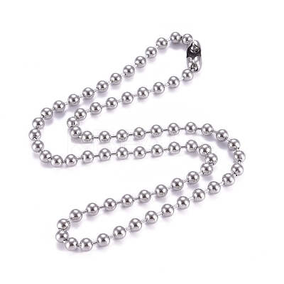 Non-Tarnish 304 Stainless Steel Ball Chain Necklace NJEW-G340-05P-04-1